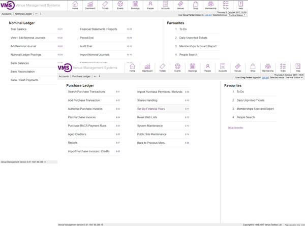 Screenshot from the VMS Accounting Software