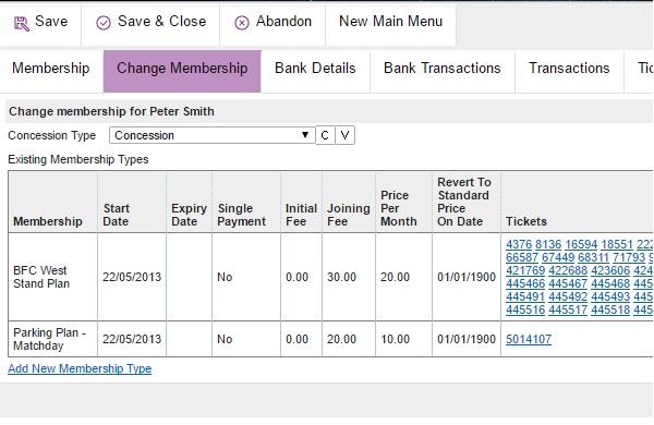 Screenshot from VMS Memberships software solution